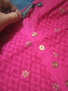 Vibrant Pink Kurta with Subtle Embellishments