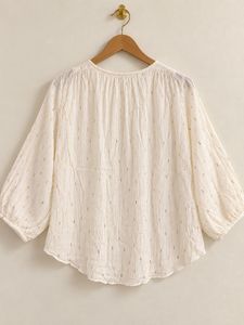 White Textured Gold Dot Top