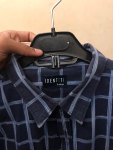 Men's Blue Plaid Button-Up Shirt
