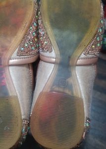 Trendy Women Rose Gold Embellished Bellies Comfort