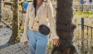 Chic Cream Cardigan with Pearl Details