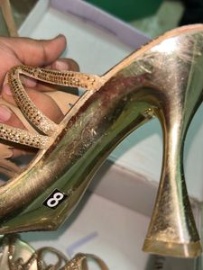 Sparkling Gold Strappy Heels