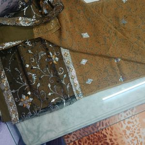 sequin work saree
