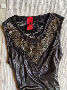 sparkly vintage fitted lace top