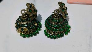 Stunning Green Jhumka Earrings