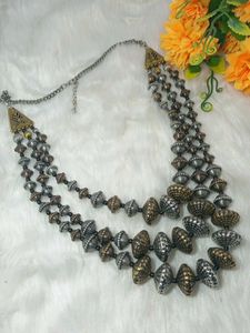 Antique oxidised jewellery unique neck set with lo