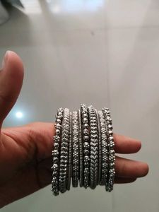 Set of Silver Oxidized Bangles