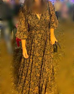 Femmella Black Leaf Print Maxi Dress