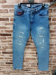 Men's Distressed Blue Jeans