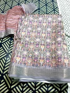 Elegant Printed Saree with Blouse