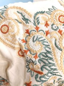 Embroidered Kurta with Pom-Pom Trim