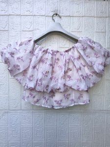 Korean Pinterest Chic Floral Off-Shoulder Top