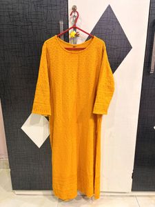 Vibrant Yellow chikankari Kurti