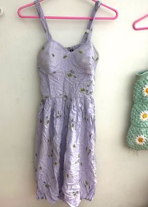 Lavender Padded Sleeveless Dress | Free Size