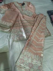 Elegant Peach Kurta Set with Dupatta