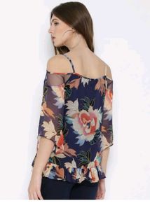 Casual shoulder strap printed top