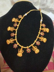 Gold Plated Lakshmi Necklace &amp; Earrings Set
