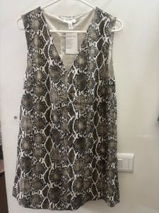 H&amp;M Snake Print V-Neck Mini Dress