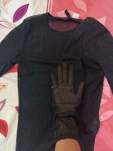 Sparkly Black Long Sleeve Top
