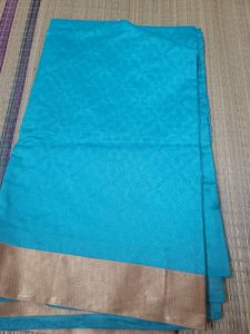 Beautiful Blue Saree With Self Design