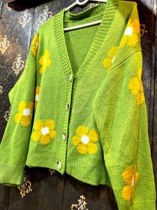 Floral Green Cardigan💚🌸