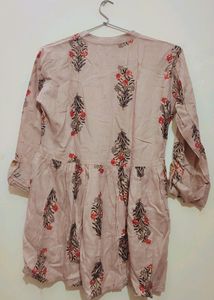 Tan Color Full Sleeves Cotton Top For Girl