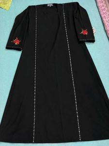 Elegant Black red  Embroidered abaya
