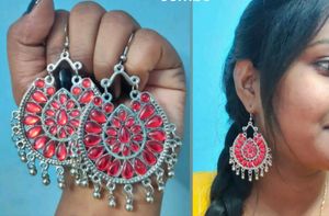 Stunning Red Stone Dangler Earrings
