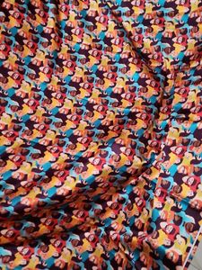 Vibrant Abstract Faces Print Saree