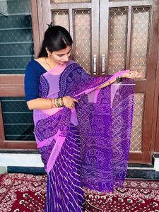 Vibrant Purple Bandhani Saree
