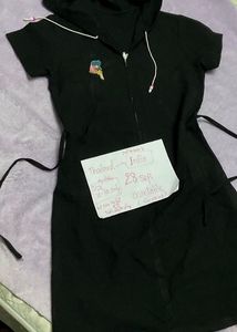 Cute Black Hoodie Dress32-34