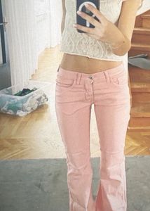 Pink Corduroy low waist flare Pants