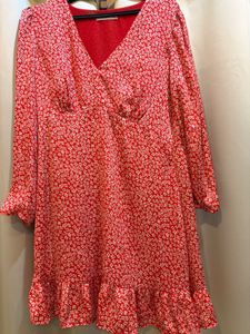 Red Floral Print Mini Dress