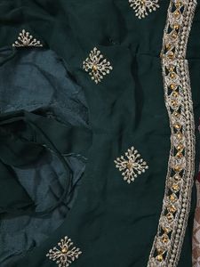 Elegant Green Embroidered Saree