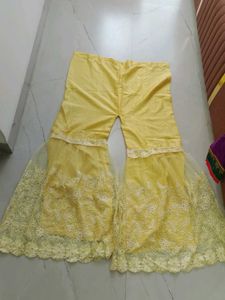 Beautiful Yellow Embroidered Kurta with plazzo and