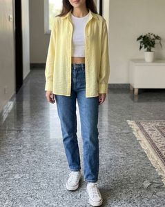 Light Yellow Oversized Button-Up Shirt