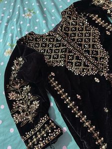 Black Velvet Palazzo Pants with Sequins