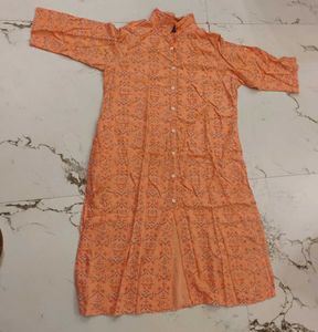 Peach Printed Kurta