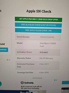 Apple iPad Mini 4 128 GB (Damaged Screen)