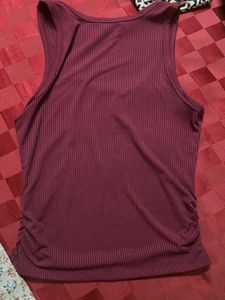 Maroon Ribbed Racerback Tank Top