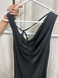 Sleek Black Cowl Neck Maxi Dress