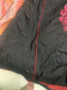 Elegant Black Kurta with Red Embroidery