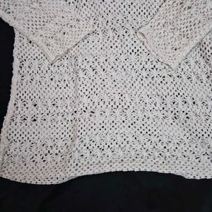 oversized White Crochet Knit  Top/ short dress