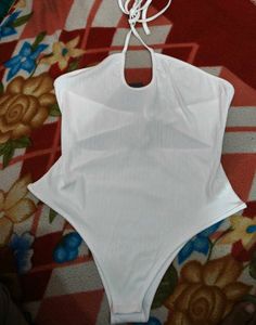 White Halter Neck Top