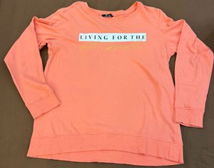 Coral Crew Neck Graphic Sweatshirt