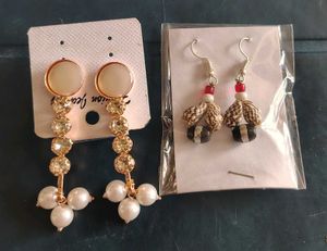 Elegant Pearl &amp; Gemstone Drop Earrings