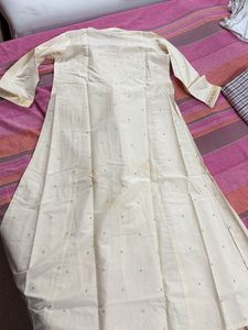 Elegant Cream Kurta with Gold Trim