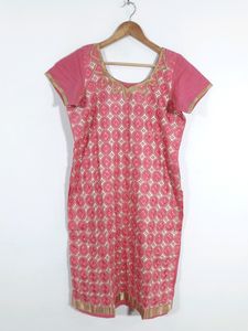 Pink Color Full Embroidered Kurti ( Women's )
