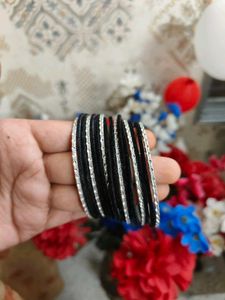 Set of Black & Silver Bangles