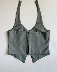 Gray Bow Halter Vest